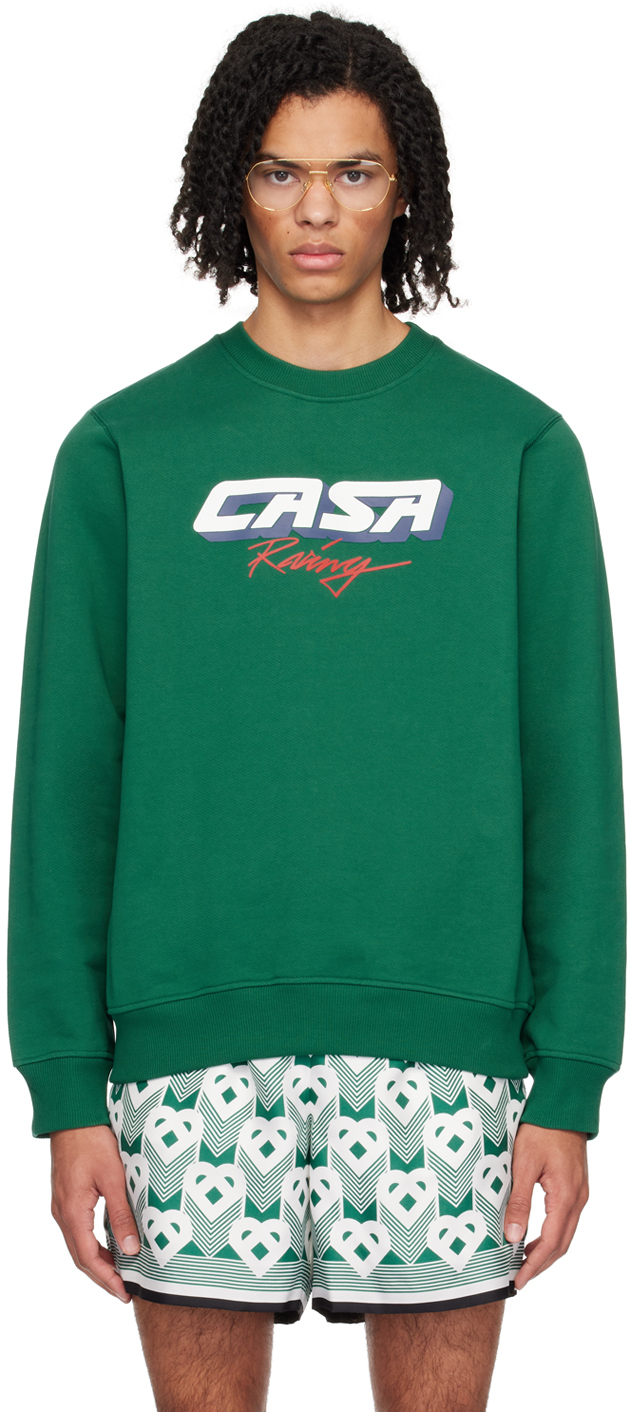 Casablanca Casa Racing-print Organic-cotton Sweatshirt In Green
