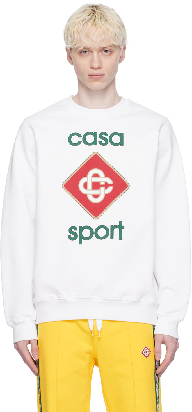 Shop Casablanca White 'casa Sport' Icon Sweatshirt In Casa Sport Icon