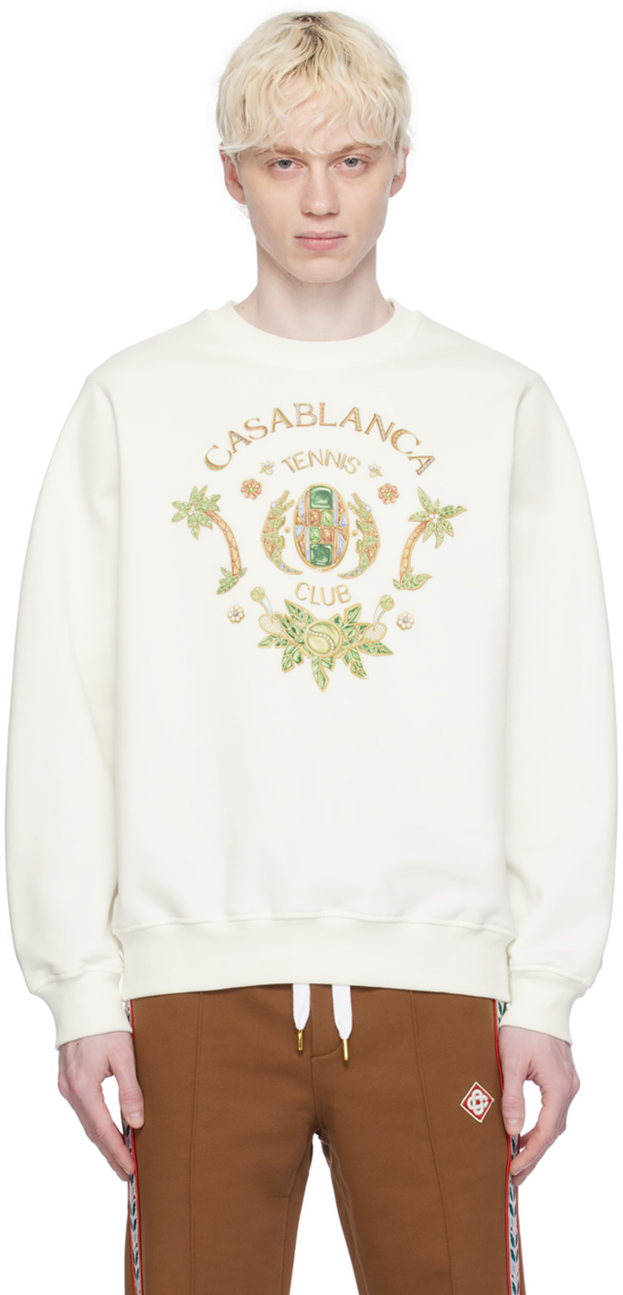 Shop Casablanca Off-white Joyaux D'afrique 'tennis Club' Sweatshirt