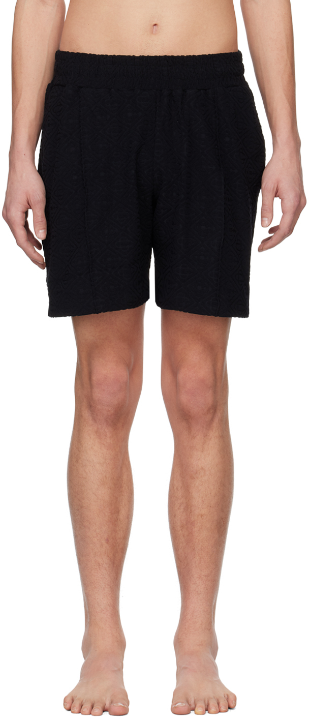 Black Jacquard Shorts by Casablanca on Sale