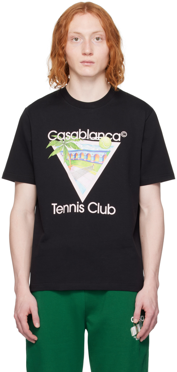 Casablanca SSENSE Exclusive Black 'Tennis Club' Icon T-Shirt