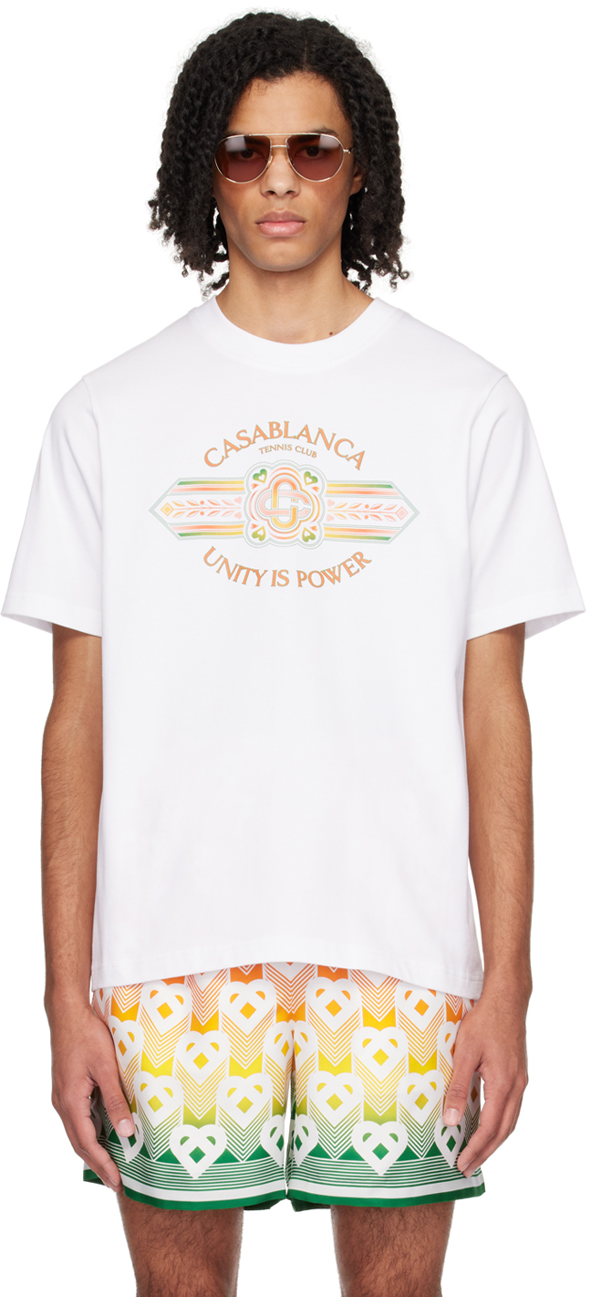 【関税込み】Casablanca ホワイト Unity Is Power Tシャツ Casablanca Unity Is Power 