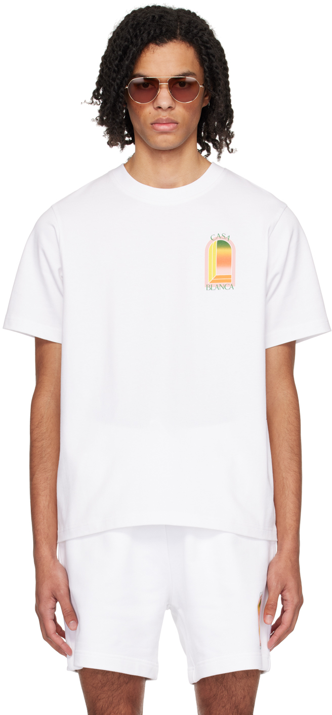 Shop Casablanca White 'gradient L'arche' T-shirt In Gradient Arch Logo