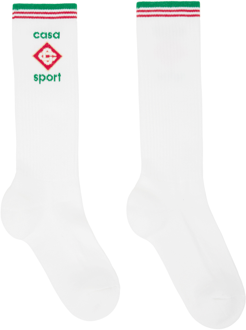 Casablanca White Casa Sport Logo Socks In Casa Sport Stripe