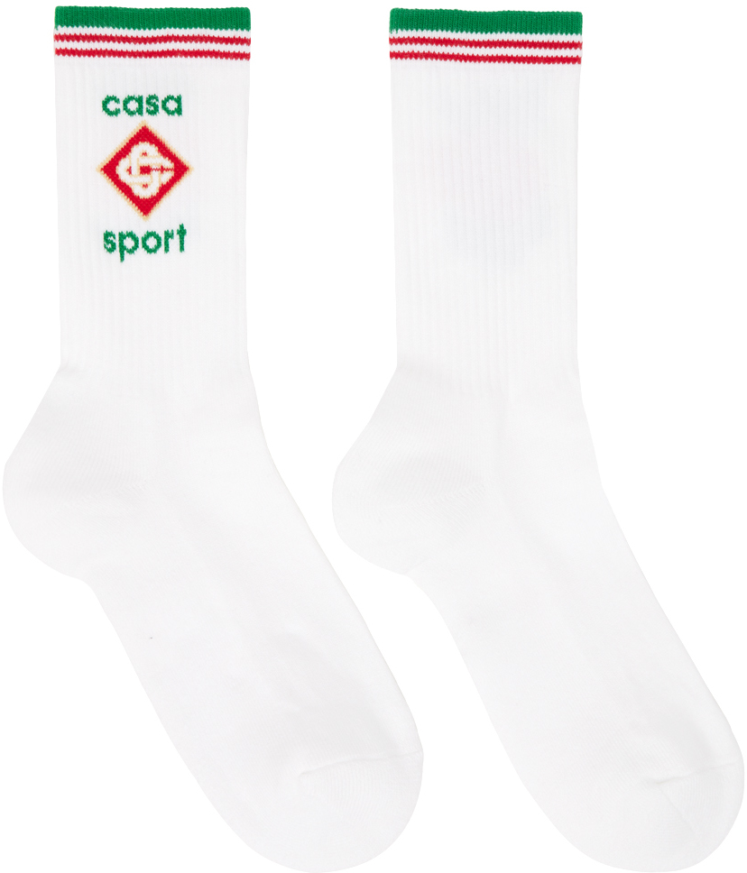 Casablanca White Ribbed Socks