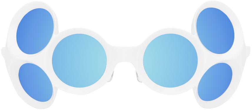 Shop Factory900 Ssense Exclusive White Fa-087 Sunglasses In 853 White/blue