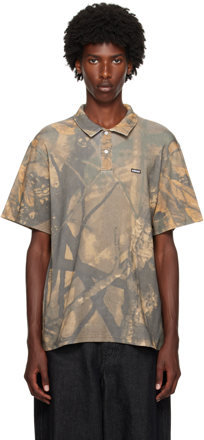 Brown Camo Printed Mini Logo Patch Polo