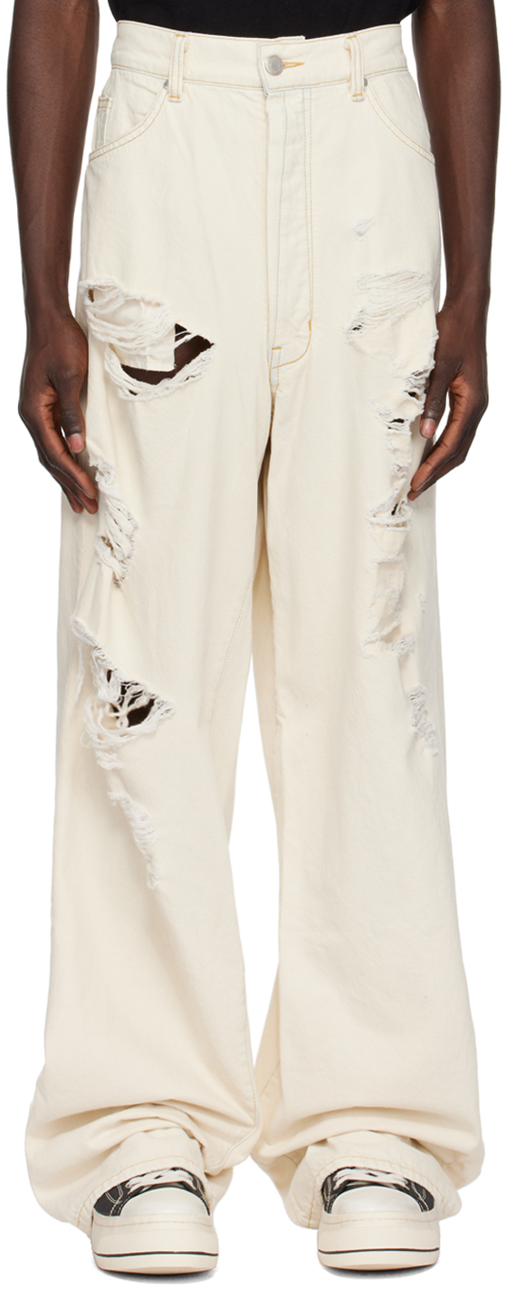 Shop B1archive Off-white Wide Leg 5 Pocket Jeans In Wash #a0002-5