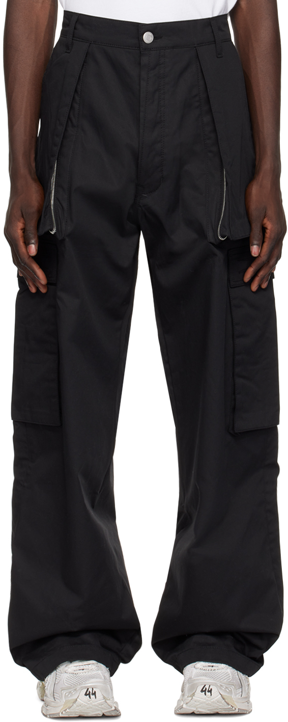Shop B1archive Black Wide Leg Cargo Pants In Pelago Black