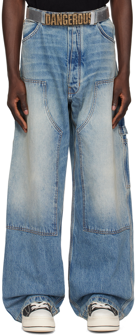 Shop B1archive Blue Paneled Jeans In #a0002-4 Vintage