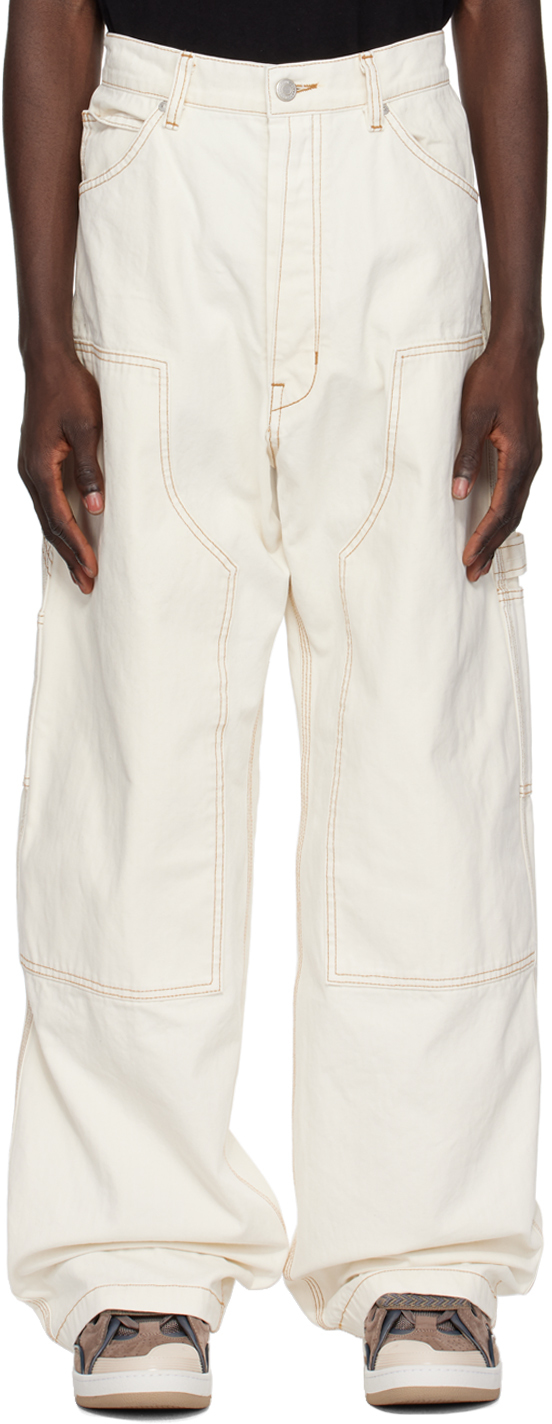 Shop B1archive Off-white Paneled Trousers In Canvas Ecru