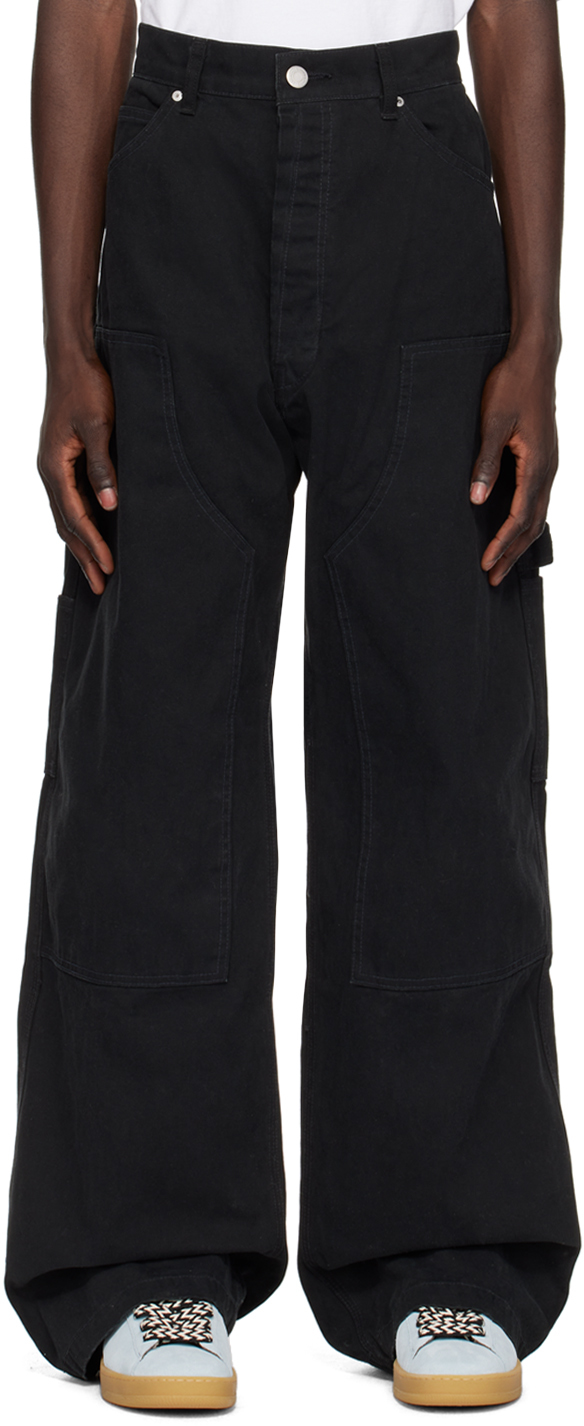 Shop B1archive Black Paneled Trousers In Canvas Black
