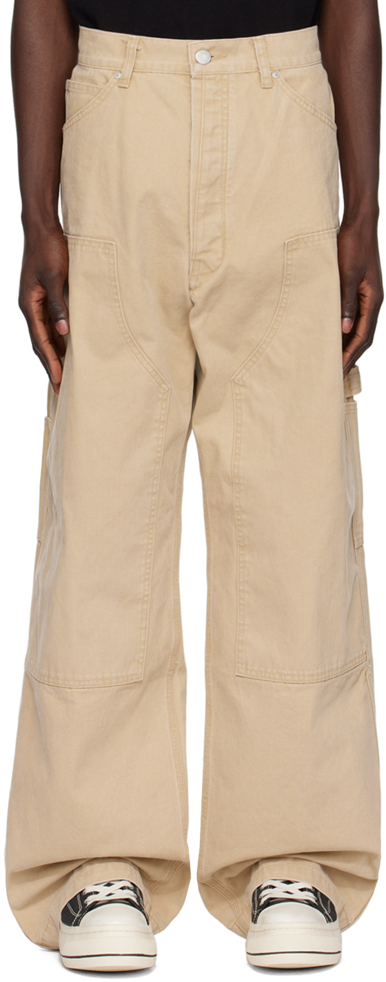 Shop B1archive Khaki Paneled Trousers In Canvas Khaki