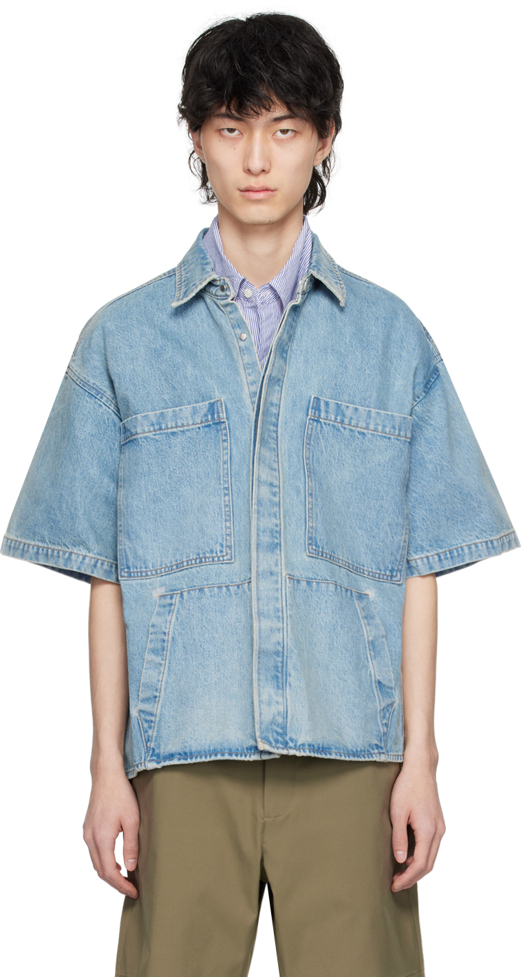 Shop B1archive Blue Faded Denim Shirt In #a0002-4 Vintage
