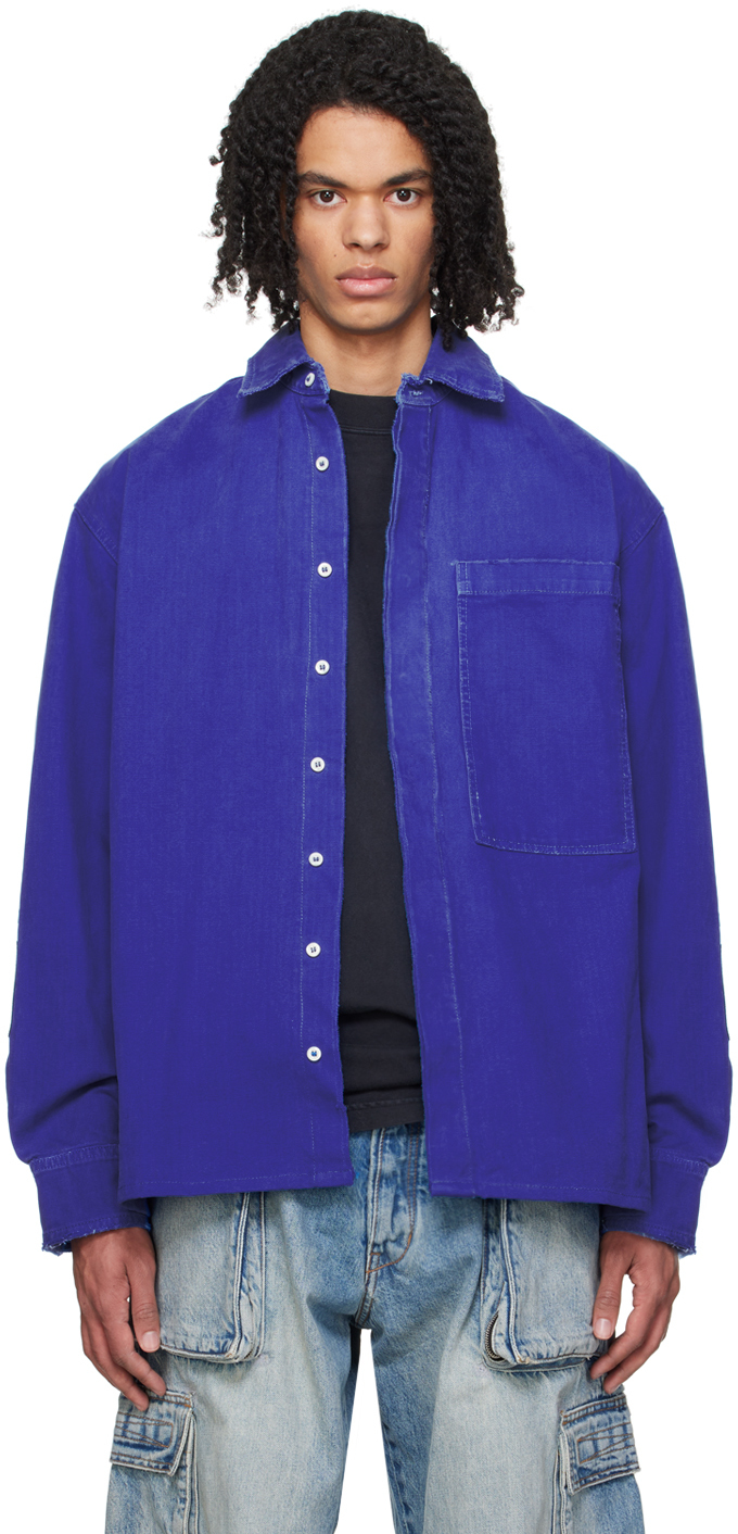 Blue Oversized Long Sleeve Shirt