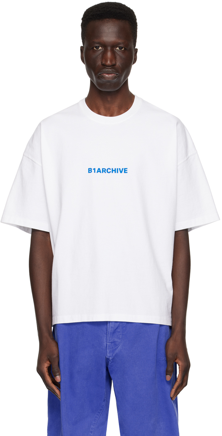 Shop B1archive White Printed T-shirt In Optic White