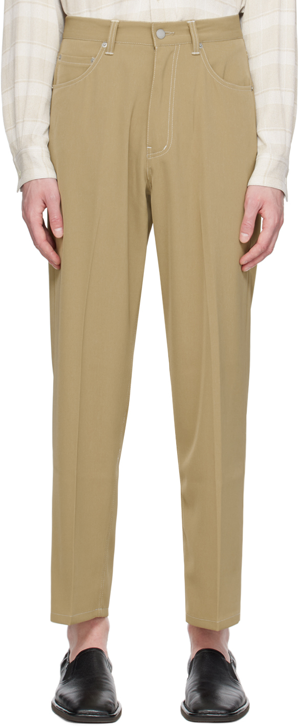 Yoke Beige 5-pocket Trousers In Sand Yellow