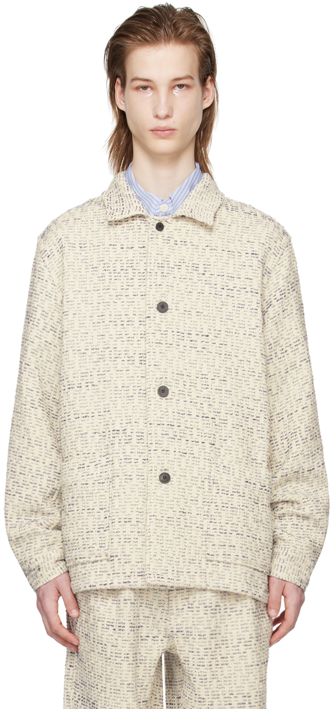 Shop Document Off-white Button Jacket In Oatmeal