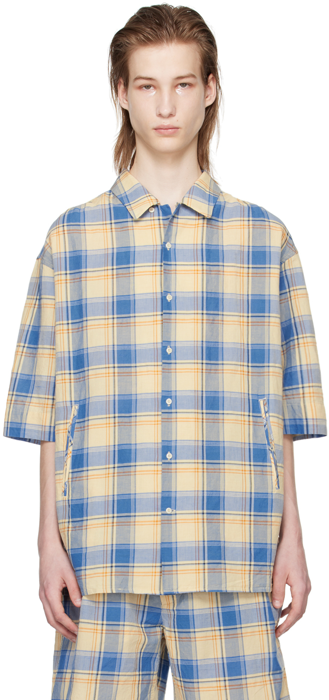 Shop Document Blue & Beige Check Shirt In Blue Check