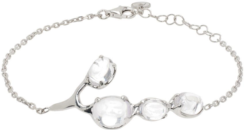 Shop Alan Crocetti Silver Droplet Bracelet In Rhodium Vermeil