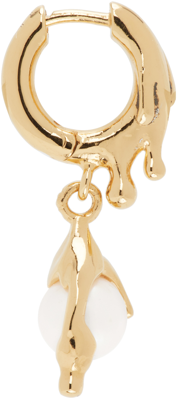 Shop Alan Crocetti Gold Nano Pearl Melt Single Earring In Gold Vermeil