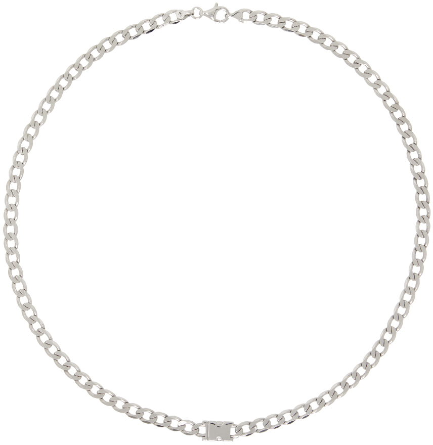 Shop Alan Crocetti Silver Unity Curb Chain Necklace In Rhodium Vermeil