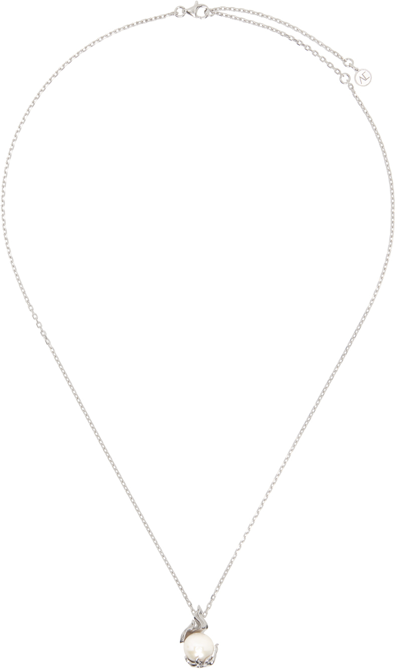 Shop Alan Crocetti Ssense Exclusive Silver Pearl In Heat Necklace In Rhodium Vermeil