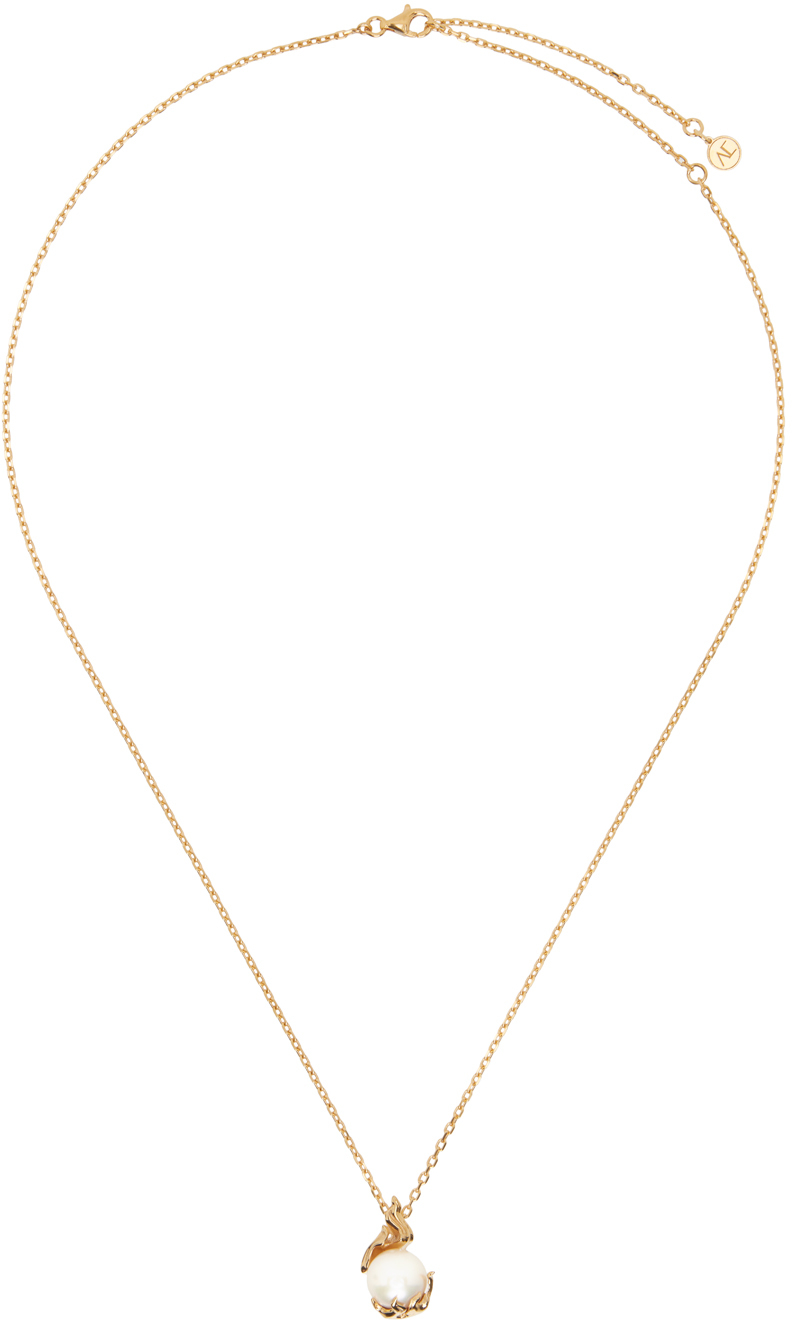 Shop Alan Crocetti Gold Pearl In Heat Necklace In Gold Vermeil