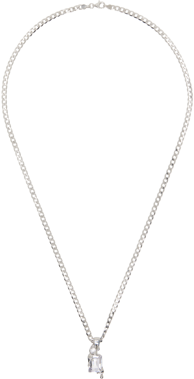 Shop Alan Crocetti Silver Melt Curb Chain Necklace In Rhodium Vermeil