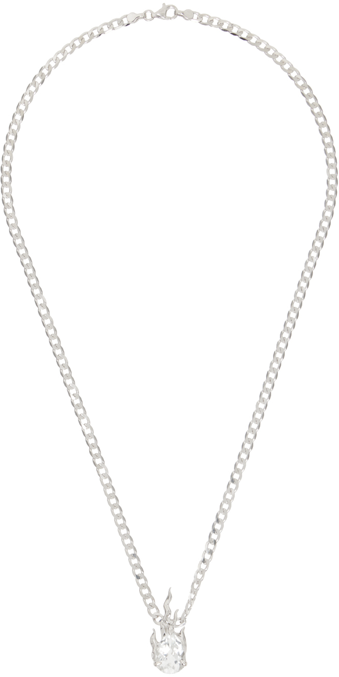 Shop Alan Crocetti Silver 'gem In Heat' Necklace In Rhodium Vermeil