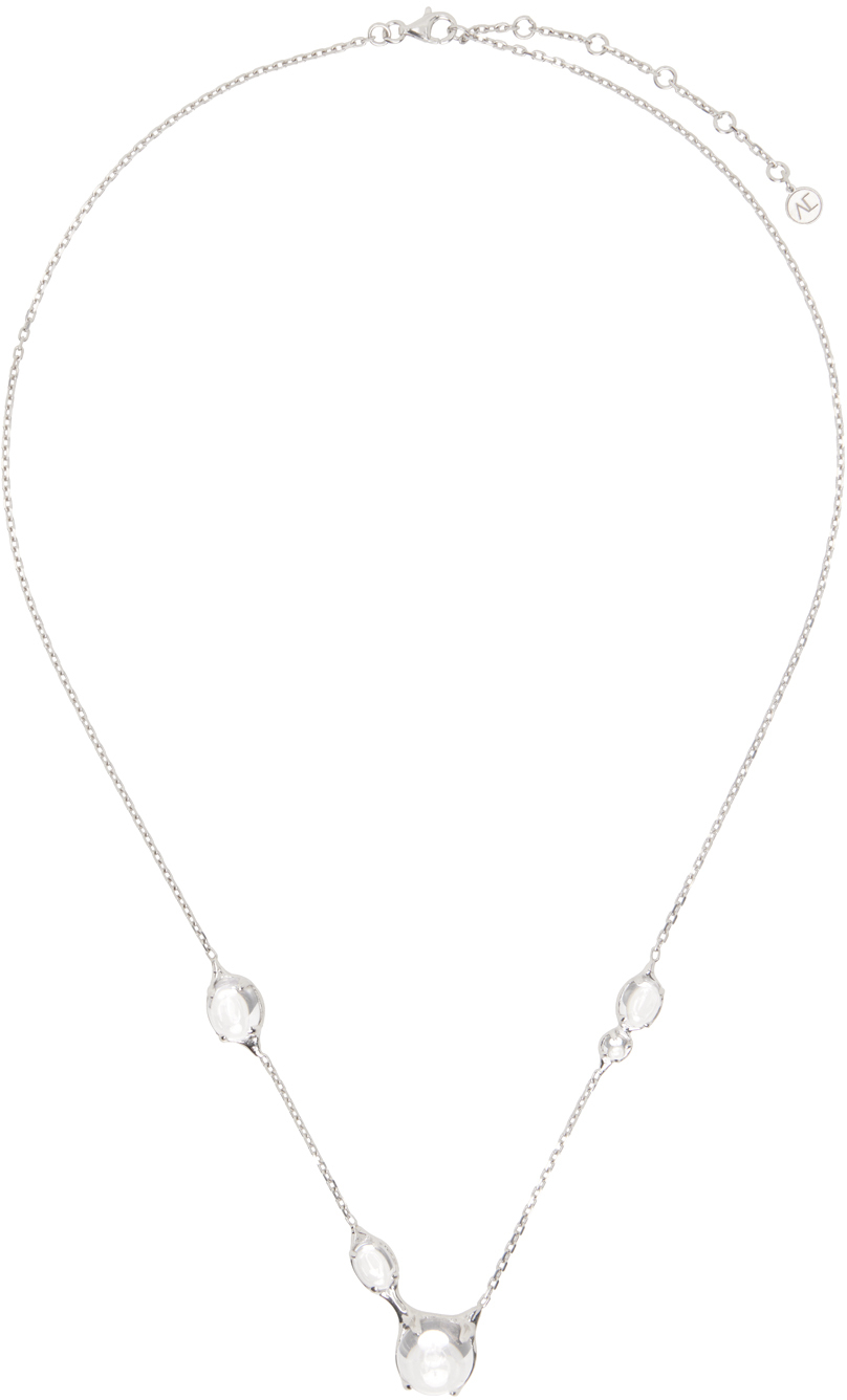 Shop Alan Crocetti Silver Droplet Necklace In Rhodium Vermeil