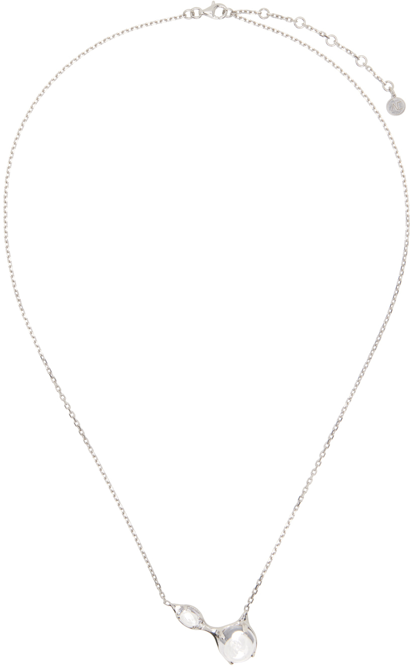 Shop Alan Crocetti Silver Drip Necklace In Rhodium Vermeil