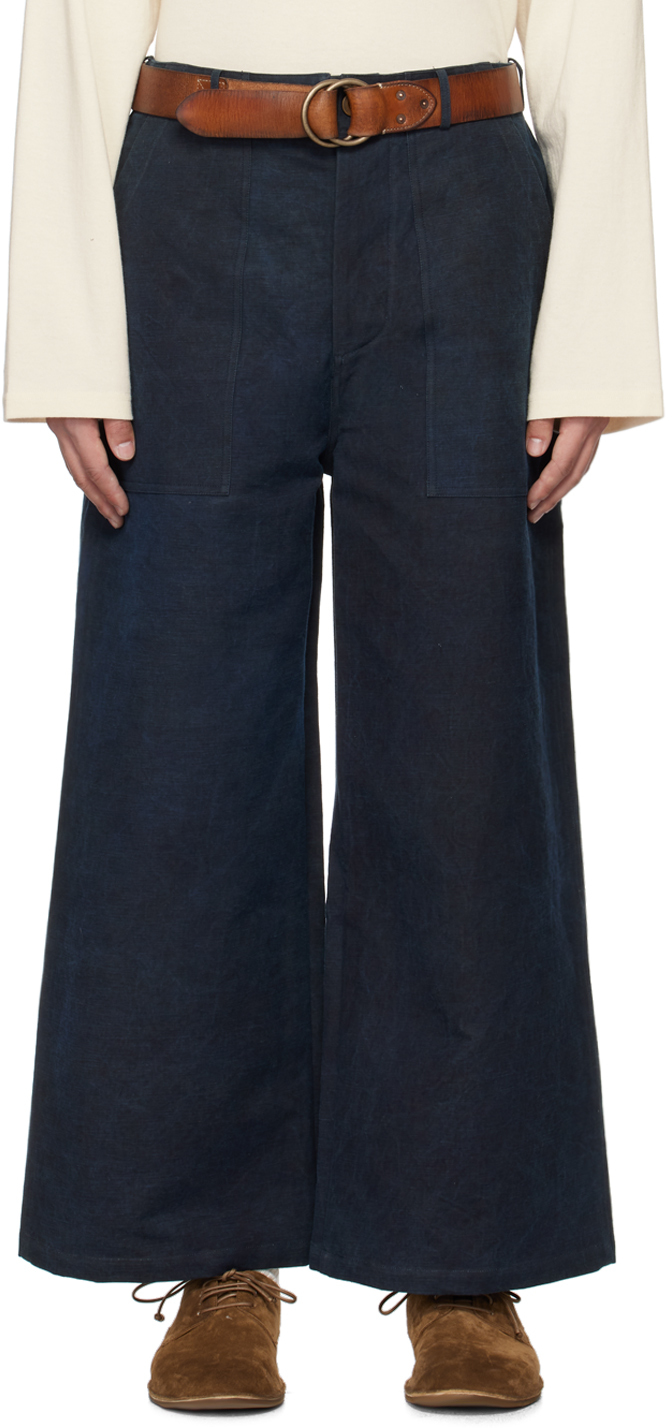 Shop Aviva Jifei Xue Indigo Baker Trousers In Ss24-bp-is