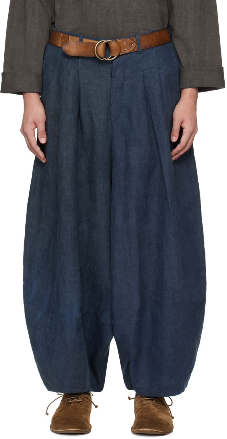 Shop Aviva Jifei Xue Indigo Cocoon Shaped Trousers In Ss24-csdp-ai
