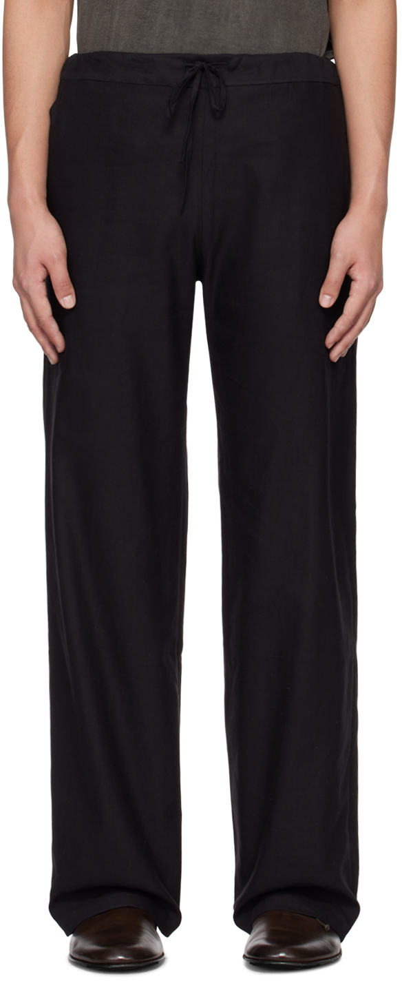 Shop Aviva Jifei Xue Black Drawstring Trousers In Ss24-dp-blk