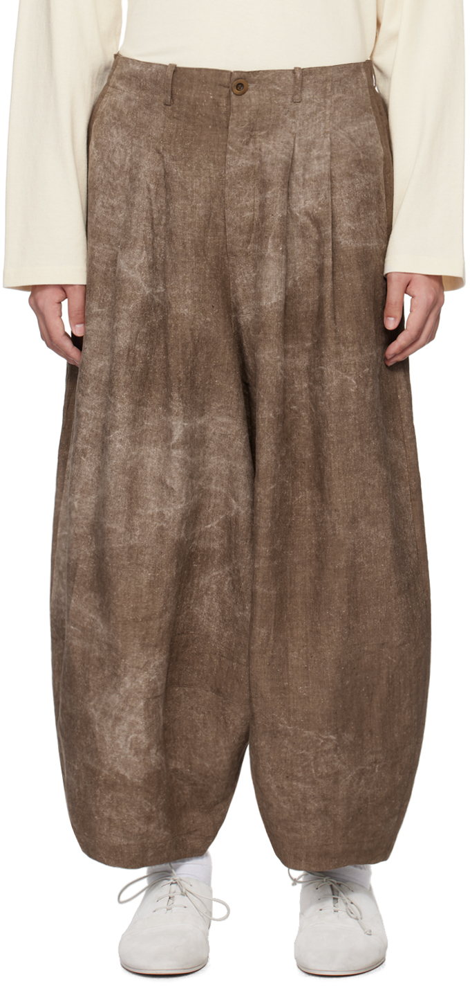 Shop Aviva Jifei Xue Brown Cocoon Shape Trousers In Ss24-rpv-bb