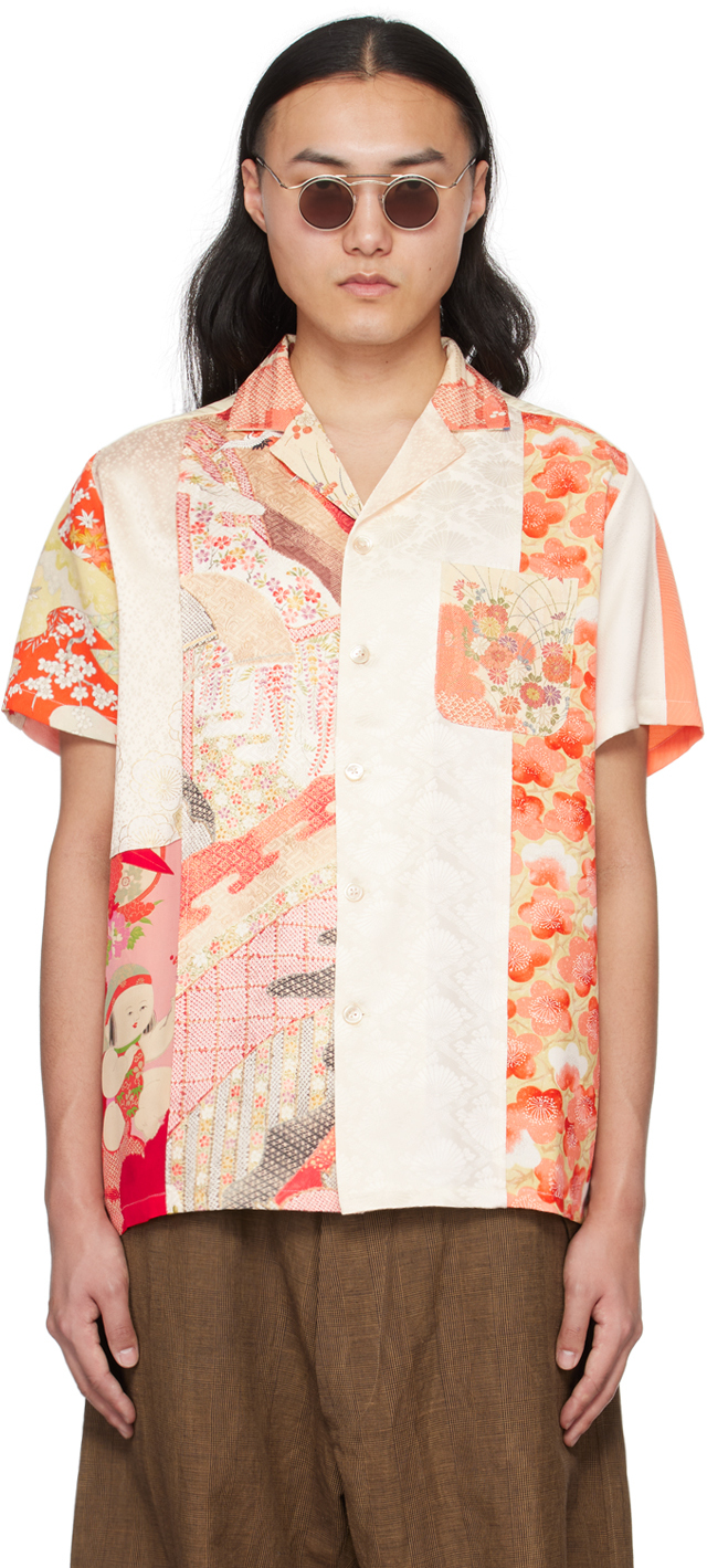 Shop Aviva Jifei Xue White & Red Patchwork Shirt In Co-kpss-rw