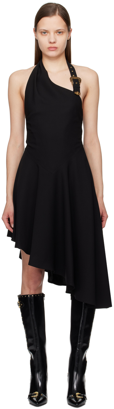 Versace Jeans Couture Black Baroque Buckle Minidress In E899 Black