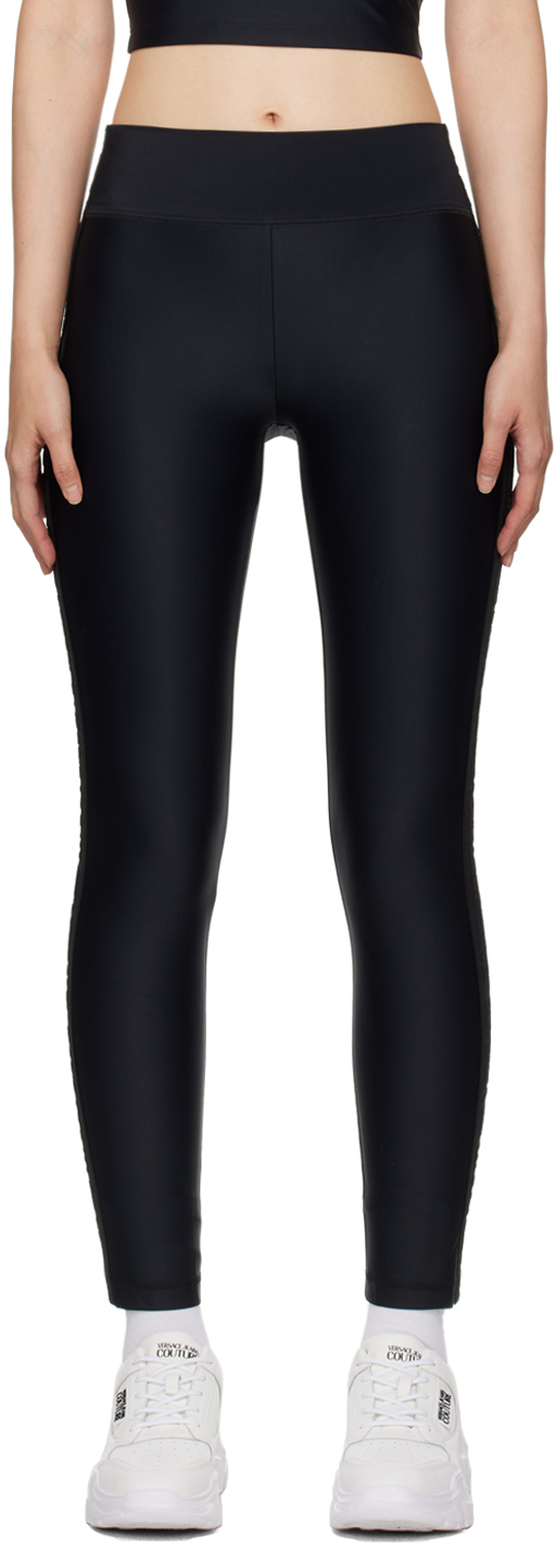 Versace Jeans Couture Black Side Tape Leggings In E899 Black