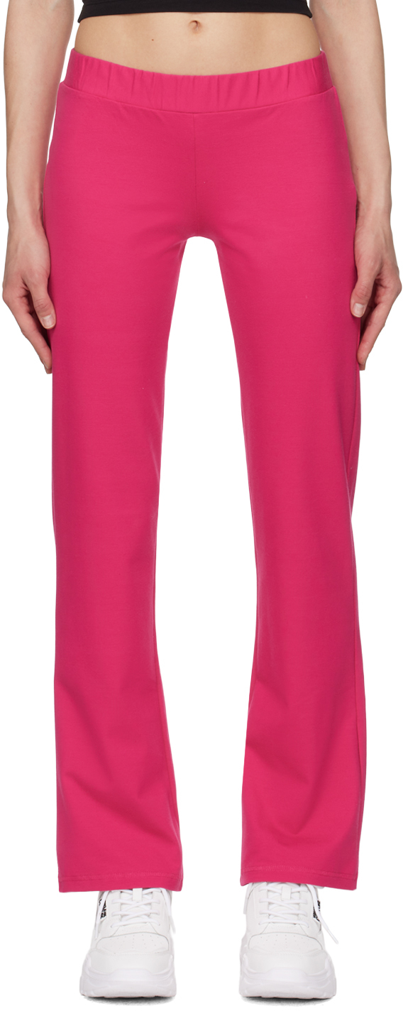 Versace Jeans Couture Pink Crystal-cut Lounge Pants In E401 Hot Pink
