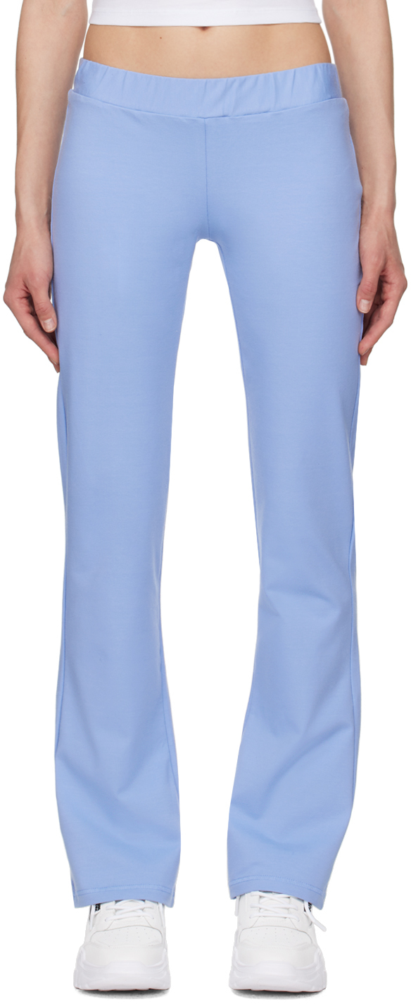 Versace Jeans Couture Blue Crystal-cut Lounge Pants In E261 Bonnie Light Bl