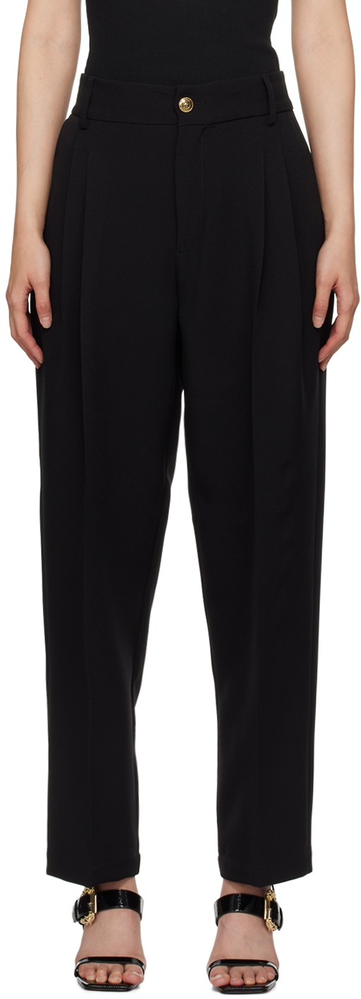 Versace Jeans Couture Black Pleated Trousers In E899 Black