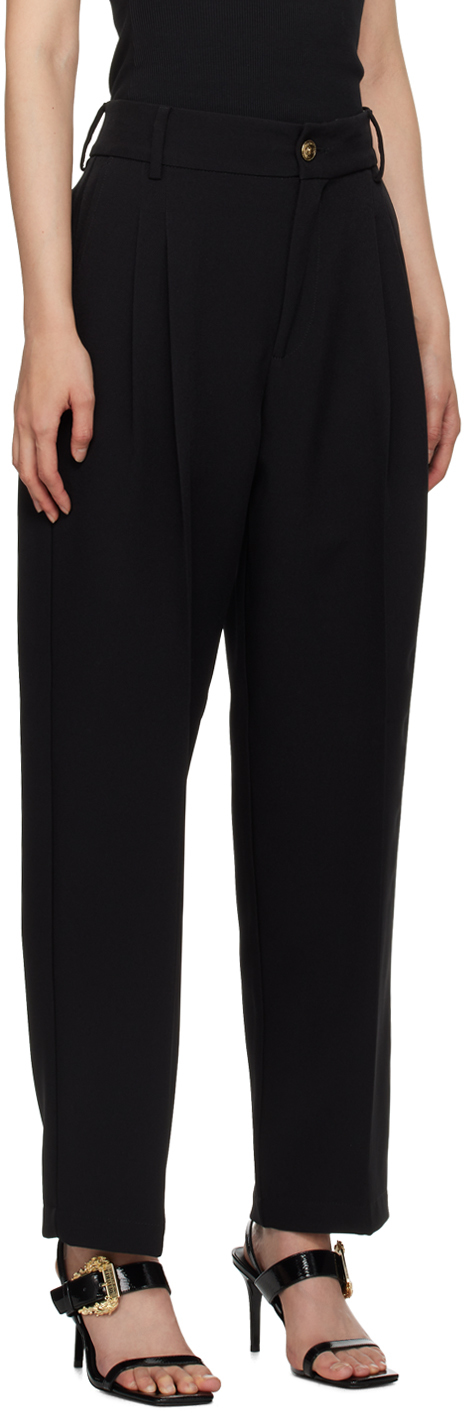 Shop Versace Jeans Couture Black Pleated Trousers In E899 Black