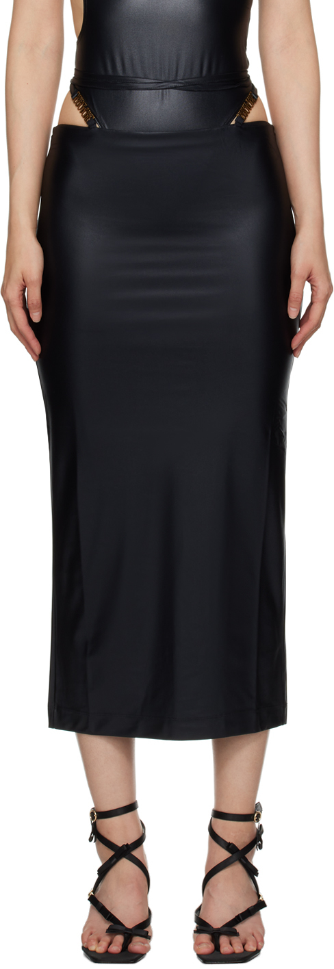 Versace Jeans Couture Black Hardware Maxi Skirt In E899 Black