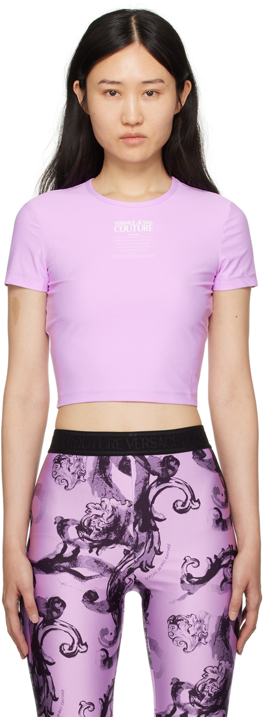 Shop Versace Jeans Couture Purple Print T-shirt In E320 Lilac
