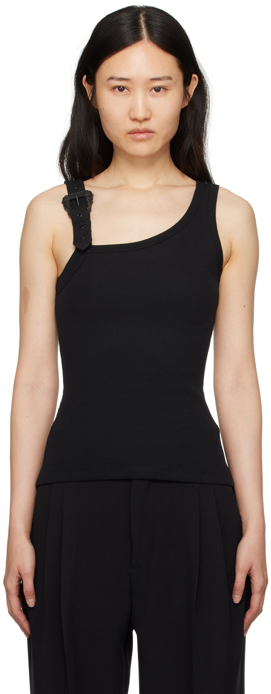Shop Versace Jeans Couture Black Buckle Tank Top In E899 Black