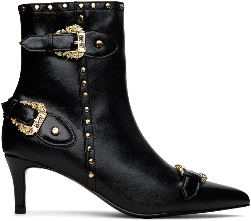 Shop Versace Jeans Couture Ssense Exclusive Black Stud Ankle Boots In E899 Black