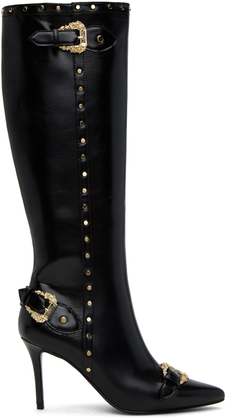 Versace Jeans Couture Ssense Exclusive Black Hardware Boots In E899 Black