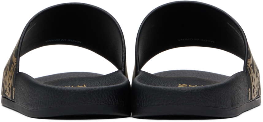 VERSACE JEANS COUTURE BLACK WATERCOLOR COUTURE SLIDES