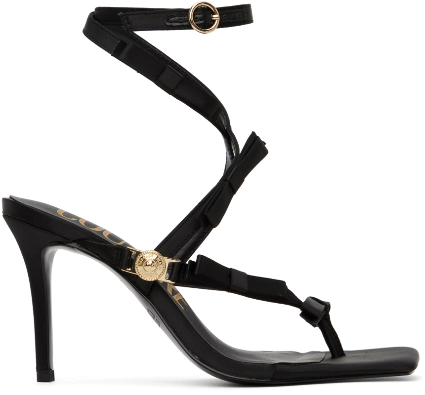 Shop Versace Jeans Couture Black Emily Heeled Sandals In E899 Black
